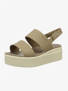 CROCS Tan Cashew Brooklyn Low Wedge Platform Sandal